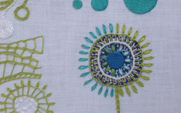Flower motif with Satin Stitch spots